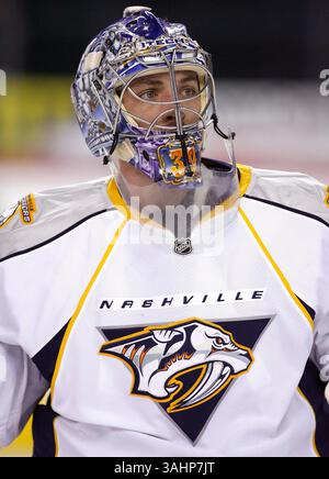7. November 2008 - Calgary, Alberta, Kanada - NHL-Spieler-Profilfoto zum Torwart Dan Ellis von Nashville Predators während eines Spiels in Calgary. (Foto: © Larry MacDougal via ZUMA Wire) Stockfoto