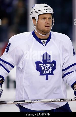 16. November 2008 - Calgary, Alberta, Kanada - Foto des NHL-Spielerprofils auf Jonas Frogren aus Schweden von Toronto Maple Leafs während eines Hockeyspiels in Calgary. (Foto: © Larry MacDougal via ZUMA Wire) Stockfoto