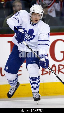 16. November 2008 - Calgary, Alberta, Kanada - Foto des NHL-Spielerprofils von Toronto Maple Leafs' Nikolai Kulemin aus Russland während eines Hockeyspiels in Calgary. (Foto: © Larry MacDougal via ZUMA Wire) Stockfoto