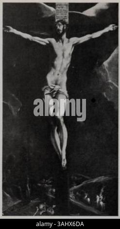 El Grecos „Christus mit dem Kreuz“ ist ein religiöses Ölgemälde aus der Zeit um 1600, das Christus am Kreuz zeigt. Die dramatische Komposition fängt das Leiden Jesu während der Kreuzigung ein und veranschaulicht den besonderen Stil des Künstlers. Stockfoto