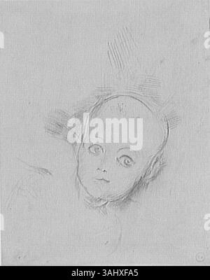 Diese Studie von Gustave Moreau, die zwischen 1850 und 1895 erstellt wurde, konzentriert sich auf den Kopf eines Kindes. Es ist Teil der Sammlung Musèe Gustave Moreau. Stockfoto