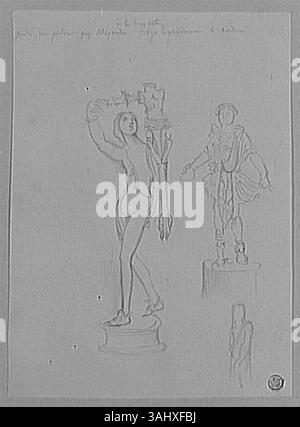 Dieses Studienblatt von Gustave Moreau, das zwischen 1850 und 1895 erstellt wurde, erforscht verschiedene antike Charaktere. Es ist Teil der Sammlung Musèe Gustave Moreau. Stockfoto