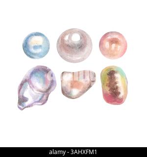 Ein Set von Perlen in verschiedenen Formen und Farben Stockfoto