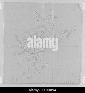 Diese Studie von Gustave Moreau, die zwischen 1850 und 1895 erstellt wurde, ist eine Vorarbeit für das „Schwanenrennen“. Es ist Teil der Sammlung Musèe Gustave Moreau. Stockfoto