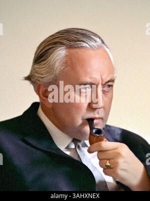 Harold Wilson. Porträt des ehemaligen britischen Premierministers James Harold Wilson, Baron Wilson of Rievaulx (1916–1995) 1966 Stockfoto