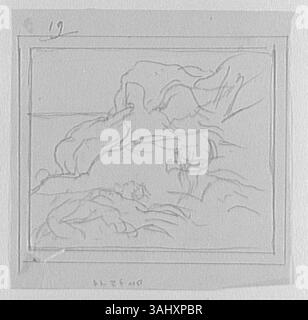 Diese Studie von Gustave Moreau, die zwischen 1850 und 1895 entstanden ist, präsentiert eine unbestimmte Komposition, die die Auseinandersetzung des Künstlers mit abstrakten Konzepten und visuellen Strukturen zeigt. Stockfoto