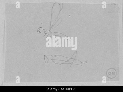 Studie über zwei Heuschrecken von Gustave Moreau, erstellt zwischen 1850 und 1895 im Musée Gustave Moreau. Die Arbeit beschäftigt sich mit der Anatomie und dem Verhalten von Heuschrecken. Stockfoto