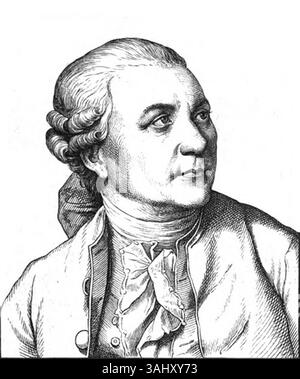 Porträt des deutschen Dichters Friedrich Gottlieb Klopstock aus Ludwig Bechsteins Porträt- und Biographiesammlung von 1854 namhaften Deutschen. Stockfoto