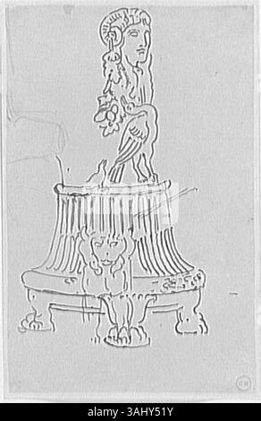 „Etude de tête humaine et de Base de colonne“ von Gustave Moreau, geschaffen zwischen 1850 und 1895, ist eine Studie über einen menschlichen Kopf und eine Säulenbasis. Die Arbeit konzentriert sich auf anatomische Studien und architektonische Elemente. Stockfoto