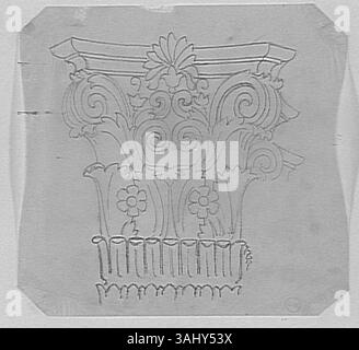 Studie über ein Composite Capital von Gustave Moreau, das zwischen 1850 und 1895 geschaffen wurde. Diese Arbeit konzentriert sich auf die dekorativen und strukturellen Details eines klassischen architektonischen Elements. Stockfoto