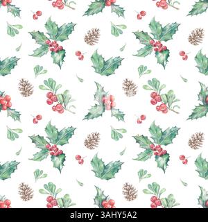 Nahtloses Muster mit roten Beeren Stockfoto