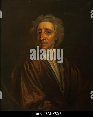 Ein Porträt des Philosophen John Locke, gemalt zwischen 1704 und 1745 von Godfrey Kneller. Das Öl auf Leinwand zeigt Locke in formeller Kleidung aus dem 18. Jahrhundert. National Trust Collection. Stockfoto