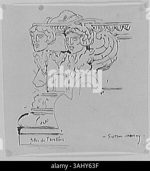 Gustave Moreas „Etude de Socle pour Les Filles de Thespius“ konzentriert sich auf den Sockel oder die Basis für sein Gemälde „Les Filles de Thespius“. Diese Studie betont das architektonische Element, das die Figuren unterstützt, und trägt zur Gesamtkomposition des Werks bei. Stockfoto