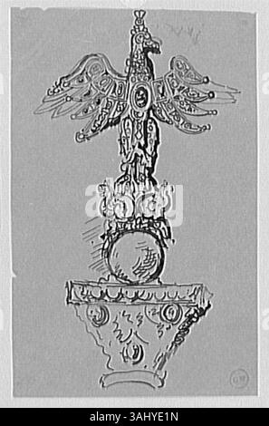 Studium eines architektonischen Motivs für Salome von Gustave Moreau, das zwischen 1850 und 1895 im Musée Gustave Moreau geschaffen wurde. Die Studie untersucht dekorative Elemente für das Bildmaterial. Stockfoto