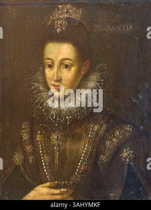 Dieses Porträt, das Juan Pantoja de la Cruz zugeschrieben wird, zeigt eine Adlige in reicher Hofkleidung. Das Gemälde ist ein schönes Beispiel für spanische Hofporträts aus der Wende zum 16. Jahrhundert, das die Mode und den Status der spanischen Aristokratie zeigt. Stockfoto