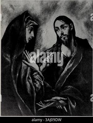 El Grecos Gemälde von 1595 zeigt Christus, der sich von seiner Mutter verabschiedet. Das religiöse Kunstwerk in Öl auf Leinwand fängt einen emotionalen Abschied ein. Stockfoto