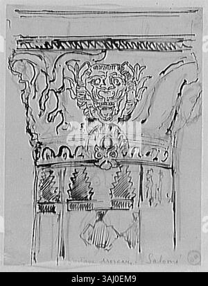 Eine Studie über eine Säule und Hauptstadt für Salome, erstellt von Gustave Moreau zwischen 1850 und 1895. Es ist Teil der Sammlung Musée Gustave Moreau. Stockfoto