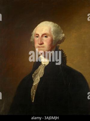 Ein posthumes Porträt von George Washington (1732–1799) nach Gilbert Stuart, erstellt um 1801. Dieses Ölgemälde auf Leinwand befindet sich in der Royal Collection. Stockfoto