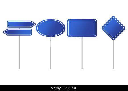 Blaue Richtungstafeln. Doppeltes Pfeilzeichen. Vektor-Straßenform. Einfaches leeres Bedienfeld. EPS 10. Stock Vektor