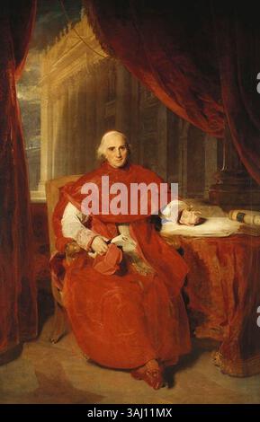 Sir Thomas Lawrences Porträt von Kardinal Ercole Consalvi aus dem Jahr 1819 zeigt die katholische Schlüsselfigur in Öl auf Leinwand. Das Werk ist Teil der königlichen Sammlung und spiegelt die bedeutende Rolle von Consalvi in päpstlichen Angelegenheiten wider. Stockfoto
