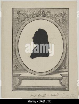 Das zwischen 1771 und 1800 entstandene Porträt von Johann Isaak Ludwig Causse zeigt eine Kombination aus Ätztechnik und Silhouettentechnik und unterstreicht sein westfälisches Erbe. Das Werk ist im Westfälischen Landesmuseum für Kunst- und Kulturgeschichte erhalten. Stockfoto