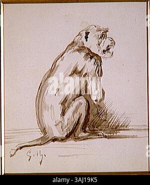 „Singe“ von Gustave Moreau (1826–1898) ist eine Darstellung eines Affen, die Moreas Interesse an Tierstudien widerspiegelt. Das Gemälde konzentriert sich auf die detaillierte Darstellung der Merkmale und des Ausdrucks des Tieres und unterstreicht Moreas Fähigkeit, naturalistische Elemente zu erfassen. Sie befindet sich im Musée Gustave Moreau. Stockfoto