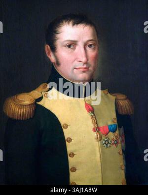 Joseph Bonaparte, König von Spanien (1808–1813), war der ältere Bruder von Napoleon Bonaparte. Seine Herrschaft in Spanien ist geprägt von den Napoleonischen Kriegen und seiner Rolle in der spanischen und europäischen Geschichte. Stockfoto