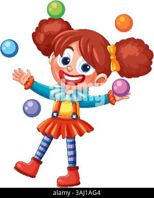 Lebendige Illustration eines Clown und eines Kindes mit hellen Farben ...