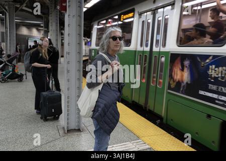 Green Line Train Government Center Station Boston Stockfoto