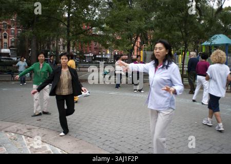 September 2009 - New York, New York State, USA - Chinesen üben Tai Chi im Seward Park im neuen trendigen Viertel Lower East Side Chinatown in New York, Manhattan, New York, USA (Kreditbild: © Via ZUMA Wire) Stockfoto