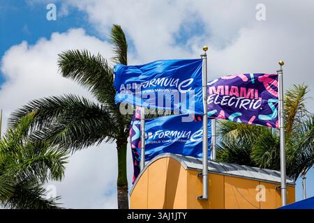 Homestead, Etats Unis. April 2025. Miami Electric, Ambiente während des Miami ePrix, 5. Runde der ABB FIA Formel E Weltmeisterschaft 2024-25, auf dem Homestead - Miami Speedway vom 9. Bis 12. April 2025 in Homestead, Florida, USA - Foto Julien Delfosse/DPPI Credit: DPPI Media/Alamy Live News Stockfoto