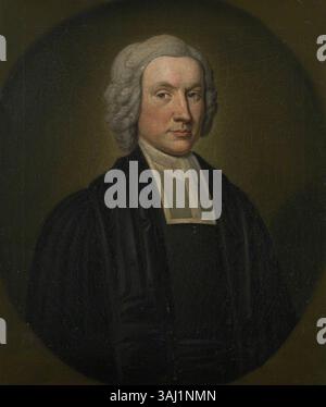 Dieses britische Porträt aus dem 18. Jahrhundert zeigt einen nicht identifizierten Geistlichen. Es wurde zwischen 1700 und 1799 in Öl auf Leinwand gemalt. Stockfoto