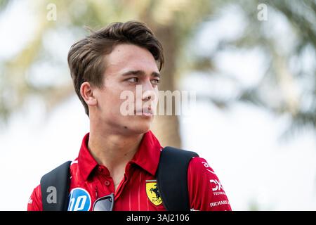 Dino Beganovic (Scuderia Ferrari, Young Driver Academy und Ersatzfahrer), BAH, Formel 1 Weltmeisterschaft, Gulf Air Grand Prix von Bahrain, Bahrain International Circuit, Medientag, Saison 2025, 10.04.2025 Foto: Eibner-Pressefoto/Michael Memmler Stockfoto