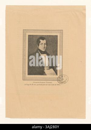 Diese Lithographie aus der Sammlung Boyer zeigt Charles-Gilbert Tardieu im Alter von 31 Jahren, basierend auf einem 1841 gemalten Porträt. Stockfoto