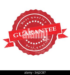 Rotes rundes Garantiesiegel mit Bändchen im Vintage-Design zur Qualitätssicherung Stock Vektor