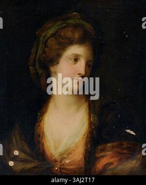 Dieses Porträt aus dem 18. Jahrhundert, das zwischen 1700 und 1799 entstand, zeigt eine unbekannte junge Frau in Öl auf Leinwand. Stockfoto
