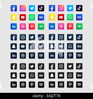 Mediensymbole und Logos für soziale Netzwerke und soziale Netzwerke Stock Vektor