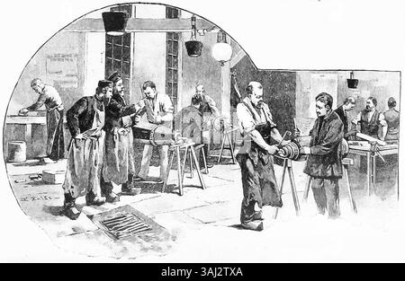 Eine weitere Illustration aus die Gartenlaube, 1890, von Ewald Thiel, ebenfalls in Halbheft 12, Seite 365. Es spiegelt die fortwährenden kulturellen und sozialen Narrative wider, die in der deutschen Zeitschrift Ende des 19. Jahrhunderts populär waren. Stockfoto