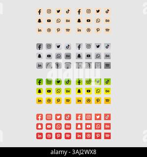 Mediensymbole und Logos für soziale Netzwerke und soziale Netzwerke Stock Vektor