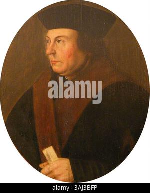 Porträt von Thomas Cromwell (ca. 1485–1540), Earl of Essex, gemalt um 1600. Das Öl auf Eichenplatte zeigt Cromwell, eine Schlüsselfigur der englischen Geschichte während der Regierungszeit Heinrichs VIII. Das Kunstwerk ist im Besitz des National Trust. Stockfoto