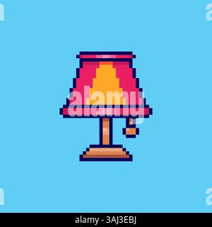 Pixel Art Tischlampe Spiel Asset Design Stock Vektor