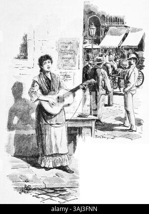 Eine Illustration aus der renommierten deutschen Zeitschrift „die Gartenlaube“ (1890), die den künstlerischen Stil und die kulturellen Reflexionen des späten 19. Jahrhunderts erfasst. Stockfoto