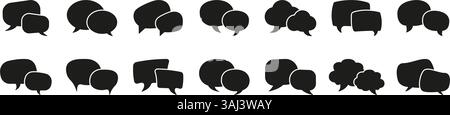 Kontrastierende Symbolgruppe Für Sprechblasen. Sammlung von Sprach-, Chat- und Comic-Blasen für Unterhaltungen, Benachrichtigungen und Diskussionen. Isoliert Stock Vektor