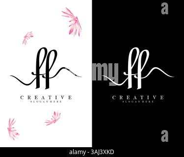 Creative Script Letter FF, F Logo Design Vektor Stock Vektor