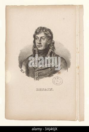 Diese Lithografie aus der Boyer-Sammlung stellt Louis Desaix dar, einen einflussreichen französischen General, der eine wichtige Rolle in den Französischen Unabhängigkeitskriegen spielte. Stockfoto