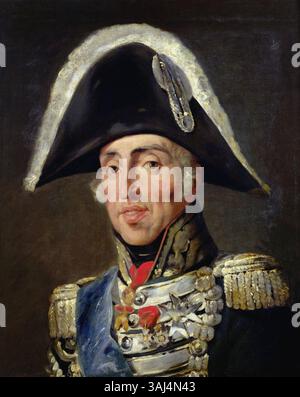 Dieses Porträt von Emile Jean-Horace Vernet zeigt Karl X., König von Frankreich und Navarra, gemalt in der ersten Hälfte des 19. Jahrhunderts. Das Öl-auf-Leinwand-Gemälde wird in einer Privatsammlung aufbewahrt. Stockfoto