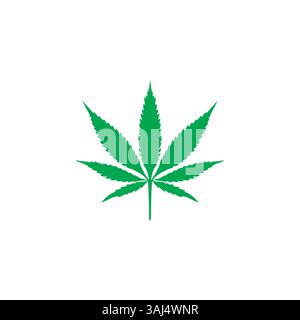 Cannabisblatt isoliert auf weiß, Marihuanablatt, Hanfblatt, Cannabisblatt Icon Vektor Stock Vektor