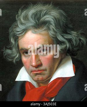 Porträt von Ludwig van Beethoven, gemalt von Joseph Karl Stieler 1820, während Beethoven die Missa Solemnis komponierte. Dieses Ölgemälde fängt das ikonische Bild des Komponisten ein. Stockfoto