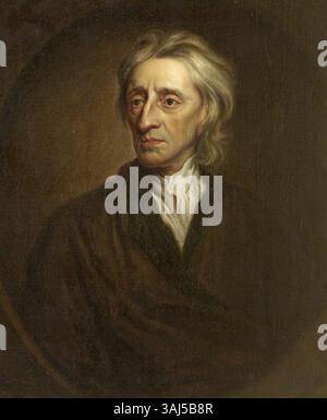 Dieses Porträt von John Locke, Philosoph und Politiktheoretiker, wurde 1670-1699 in Öl auf Leinwand gemalt und zeigt ihn in wissenschaftlicher Kleidung. Stockfoto