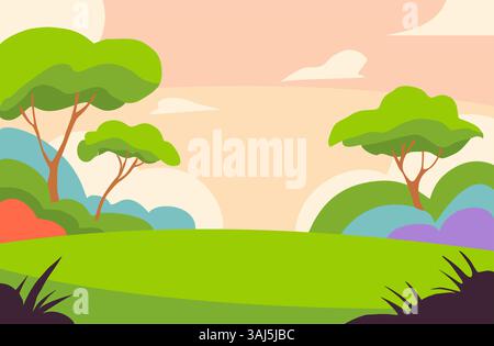 Ein Sommer Frühling Natur Landschaft Vektor Hintergrund Stock Vektor